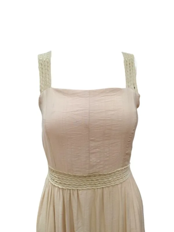 Vestido largo beige con detalles en Macramé - Imagen 4